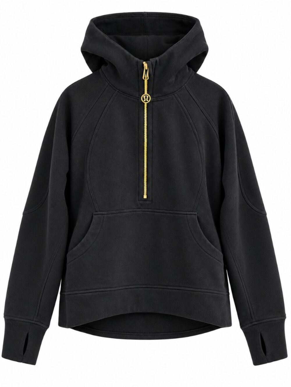 Lululemon Black Half-Zip Hoodie Gold Zipper - WOMEN S/M